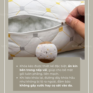 Gối ôm chần trám lõi bông gòn trắng tinh khiết M2T BEDDING kích thước 35x100cm