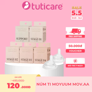 Núm Ti Moyuum Mov.aa - Silicone Mềm Mại, Cho Bé Chống Sặc Chống Đầy Hơi