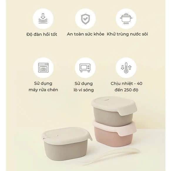 Hộp Bảo Quản Thực Phẩm, Đồ Ăn Dặm Cho Bé Firgi Hàn Quốc Platinum Silicone Có Nắp Đậy Kín Khí 200ml