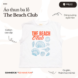 SS26 Áo thun trẻ em ba lỗ cotton BEACH CLUB size 14-38KG dáng suông style Hàn Quốc | Dương Oyy D010426240