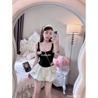 Set áo hai dây mix quần bí bồng xinh