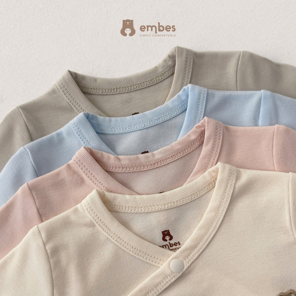 Bộ Sơ Sinh Embes, Bộ Đồ Dài Tay Sơ Sinh Kèm Mũ Chất Cotton Mềm Mòng Cho Bé Sơ Sinh Từ 0-3 Tháng