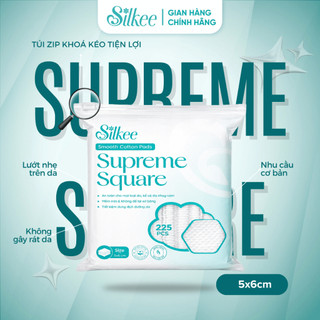 [COMBO 3] Bông tẩy trang Silkee Supreme Square 225 Miếng Vuông - Cotton Mềm Mịn, Không Xơ Bông