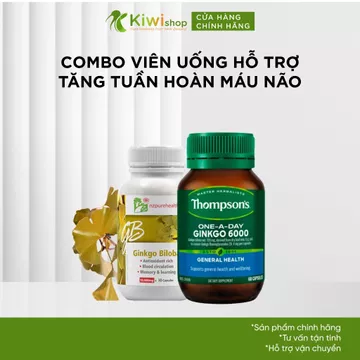 Combo Ginkgo Biloba Nzpurehealth + Ginkgo Thompson 60 viên - Hỗ trợ tăng tuần hoàn và trí nhớ não