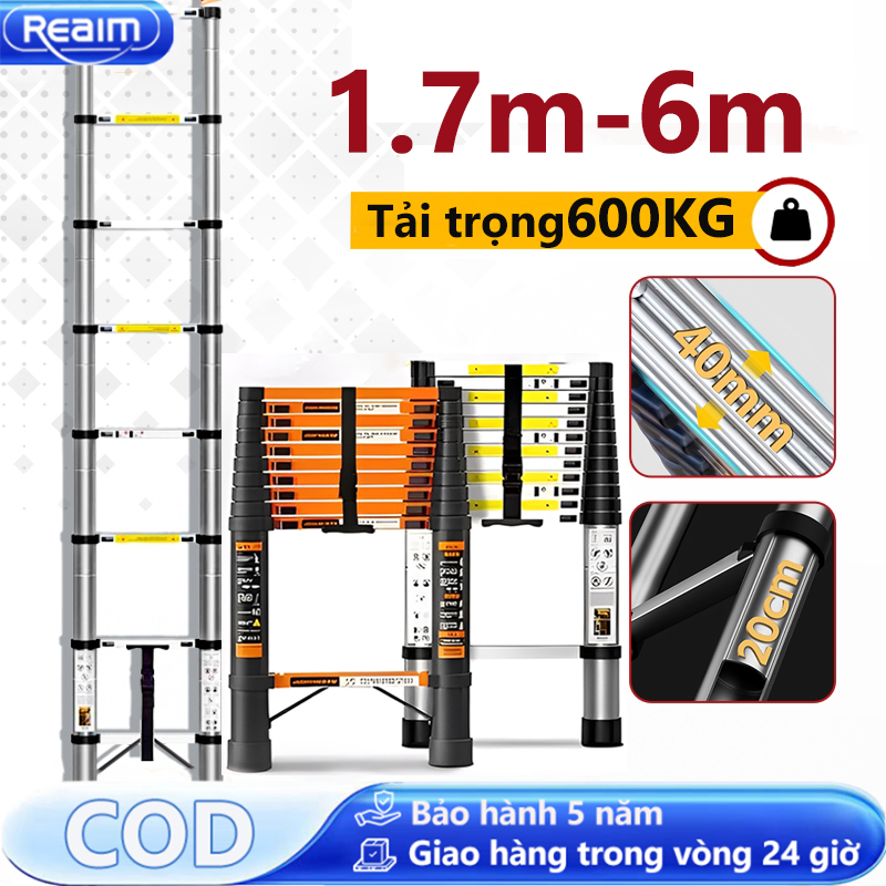 Thang Nhôm Rút Inox 1.9M - 6.0M Dễ dàng mang theo Thiết bị khóa tự động
