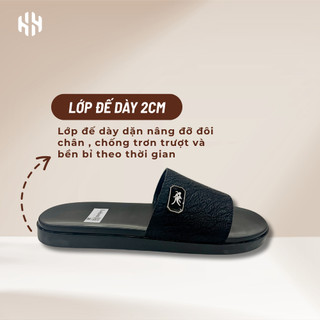 [SALE 7.7 GIẢM 30K] Dép Nam Quai Ngang Đế Cao 2cm Quai Da Mềm Đính Logo Nhiều Mẫu, Êm Chân, Đế Chống Trơn Trượt