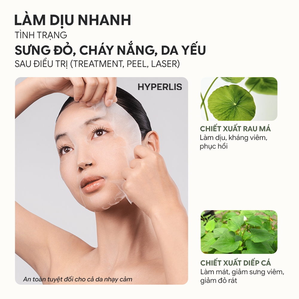 Mặt Nạ Phục Hồi HYPERLIS REPAIR SOOTHING MASK Cica & Heartleaf Exosome Làm Dịu & Cấp Ẩm