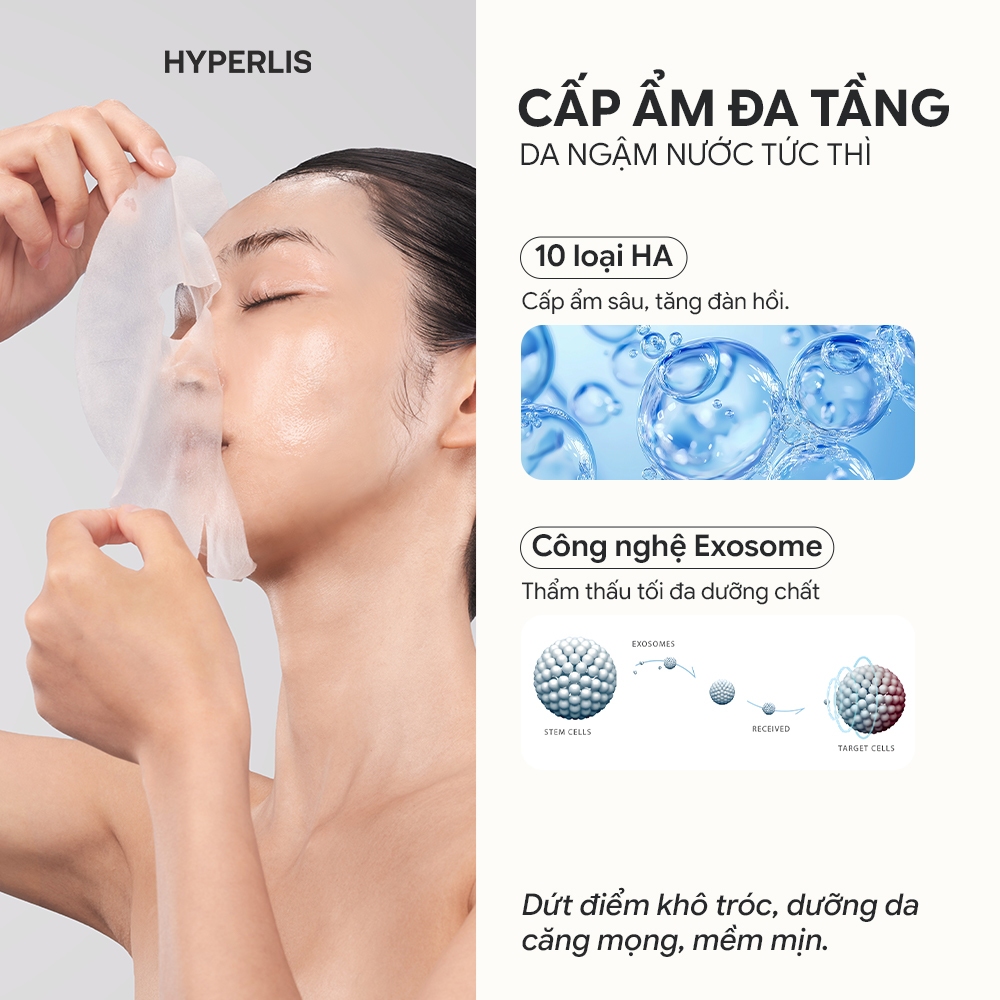 Mặt Nạ Phục Hồi HYPERLIS REPAIR SOOTHING MASK Cica & Heartleaf Exosome Làm Dịu & Cấp Ẩm