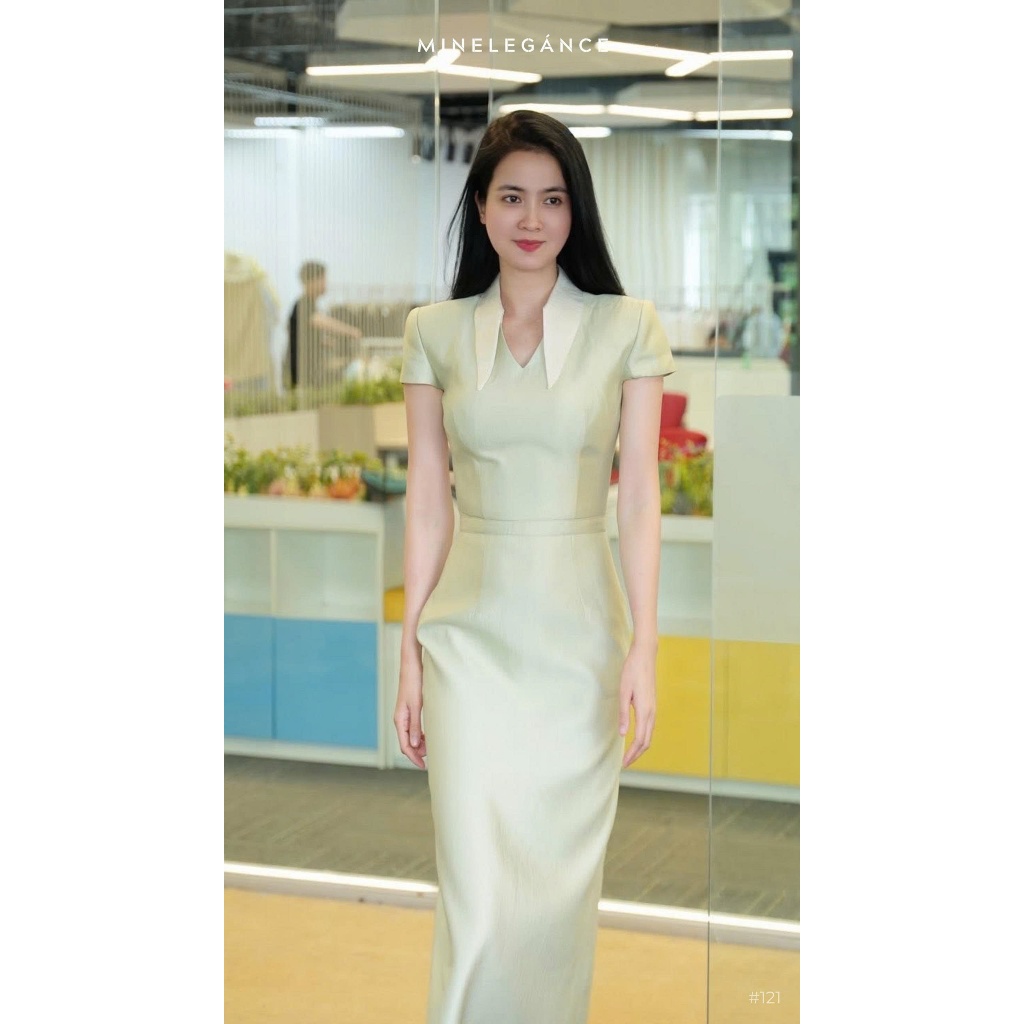 MINELEGÁNCE | VÁY CỔ TIM DÁNG DÀI, SANG TRỌNG, THANH LỊCH - MIN121
