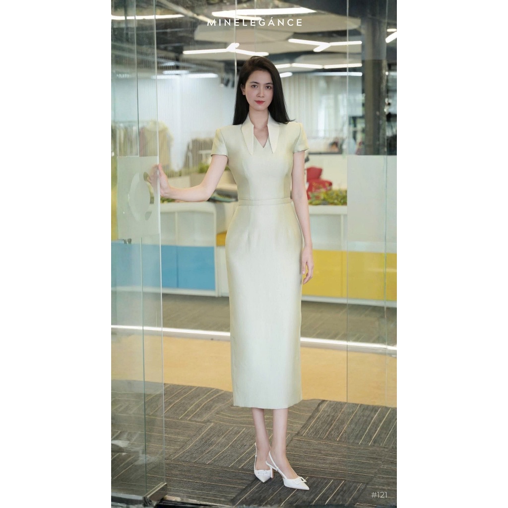 MINELEGÁNCE | VÁY CỔ TIM DÁNG DÀI, SANG TRỌNG, THANH LỊCH - MIN121
