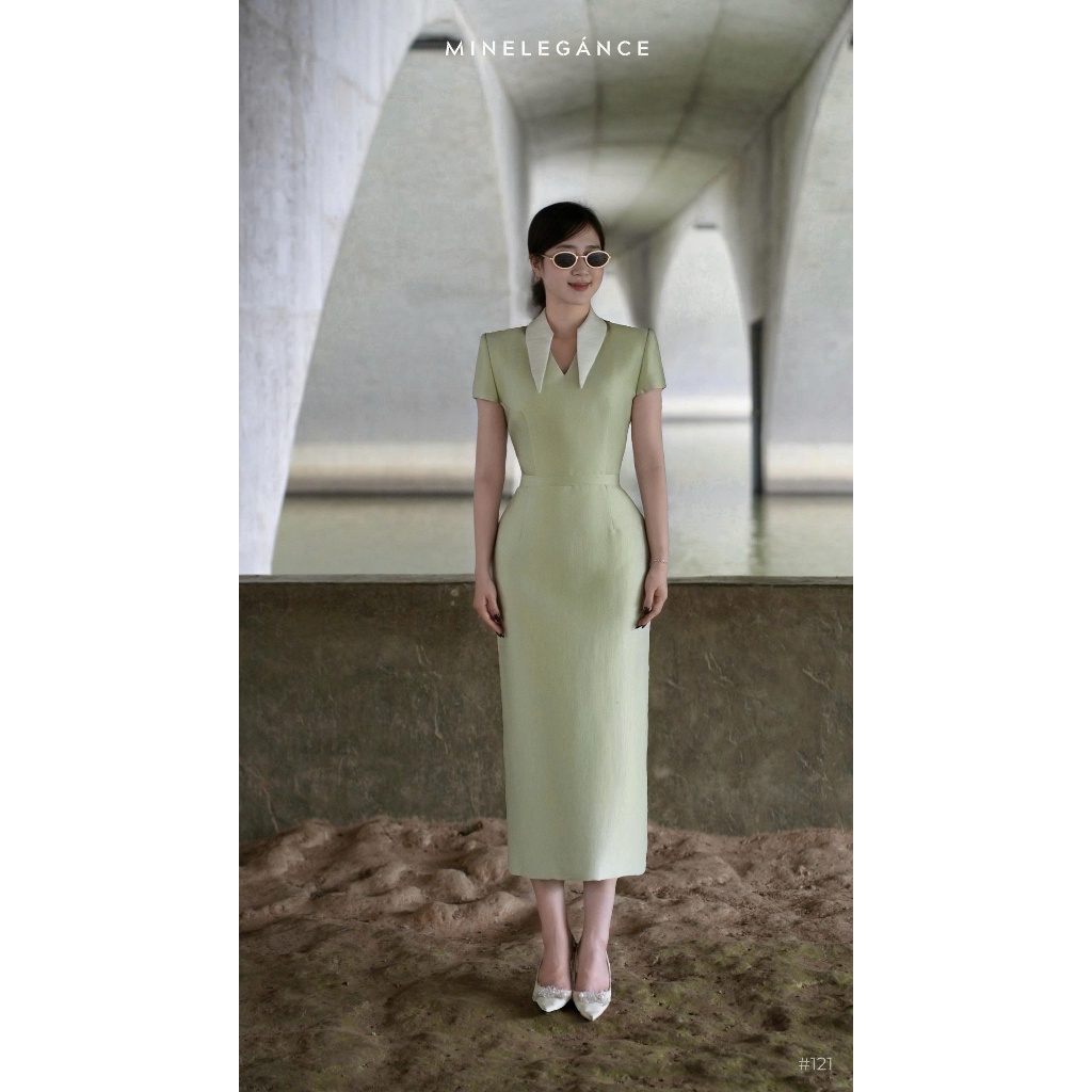 MINELEGÁNCE | VÁY CỔ TIM DÁNG DÀI, SANG TRỌNG, THANH LỊCH - MIN121