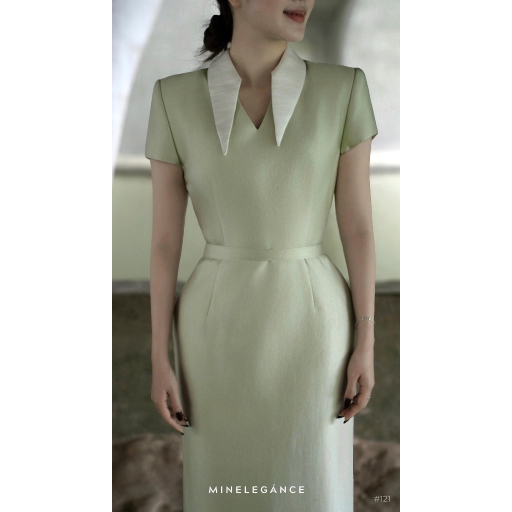 MINELEGÁNCE | VÁY CỔ TIM DÁNG DÀI, SANG TRỌNG, THANH LỊCH - MIN121