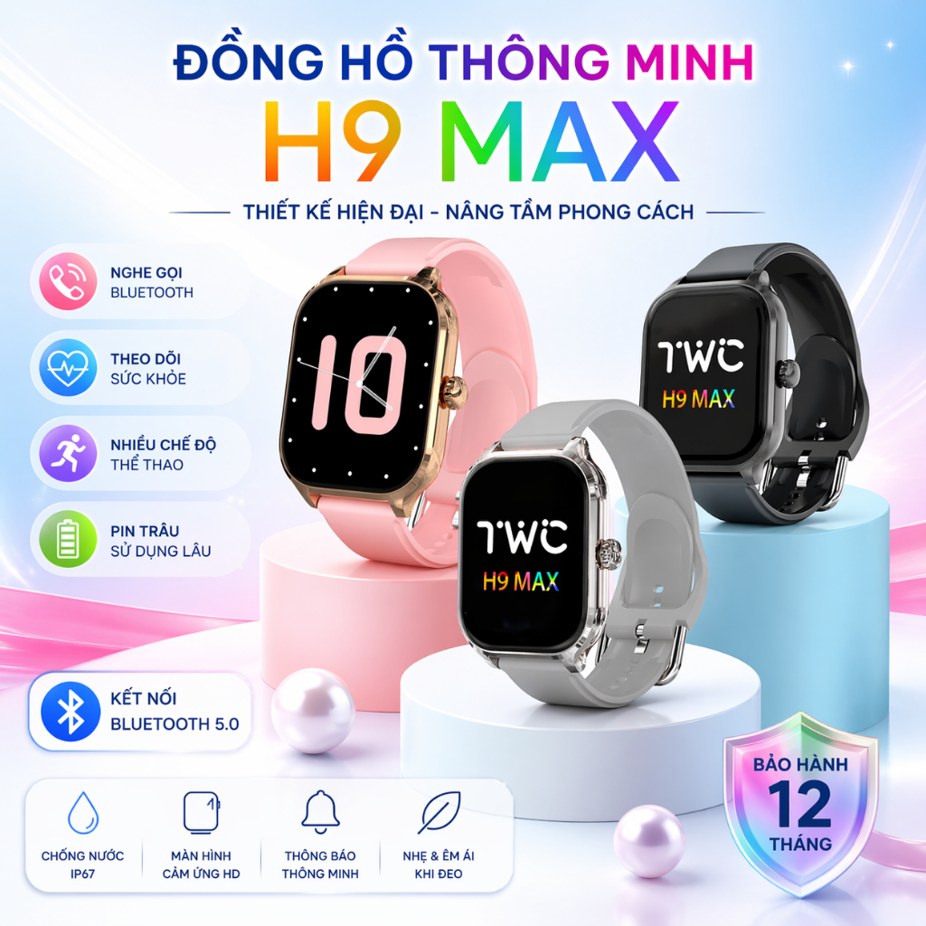 Đồng Hồ Thông Minh H9 / T2 / T800 Pro Max Nghe Gọi Bluetooth, Đo Huyết Áp, Oxy Máu, Màn Hình Lớn Phù Hợp Nam Nữ