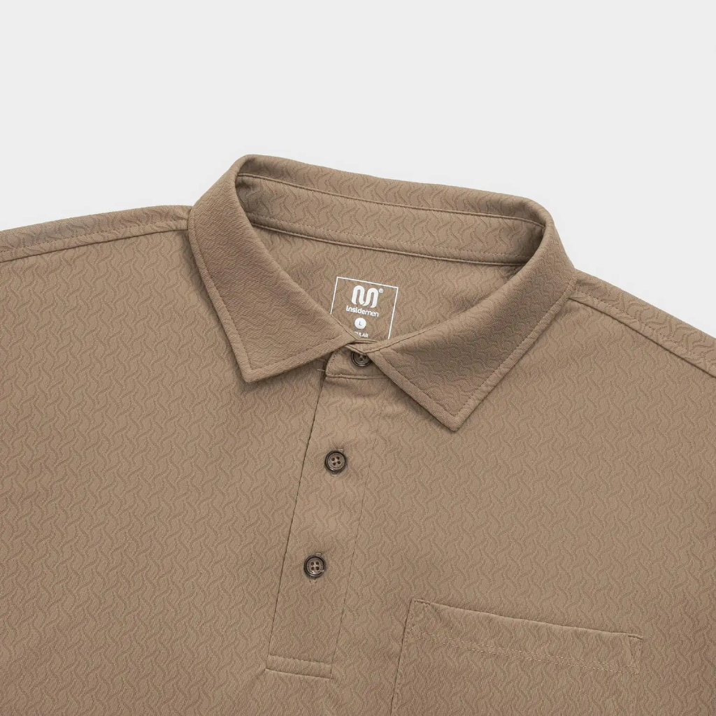 Áo Polo Nam Họa Tiết Ngắn Tay Mềm Mại Co Giãn Insidemen Regular Fit IPS238AS0