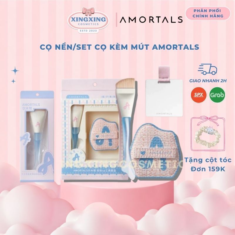 [HỎA TỐC] Set Cọ Dàn Nền AMORTALS Nàng Tiên Cá Đầu Phẳng Tán Kem Nền Bí Quyết Lớp Nền Mỏng Mịn Tự Nhiên Không Vệt Kem