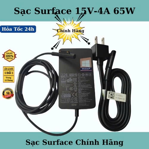 Sạc Surface 65W Zin Hãng Microsoft – Adapter Sạc Surface Pro 3 4 5 6 7 8 Laptop Book