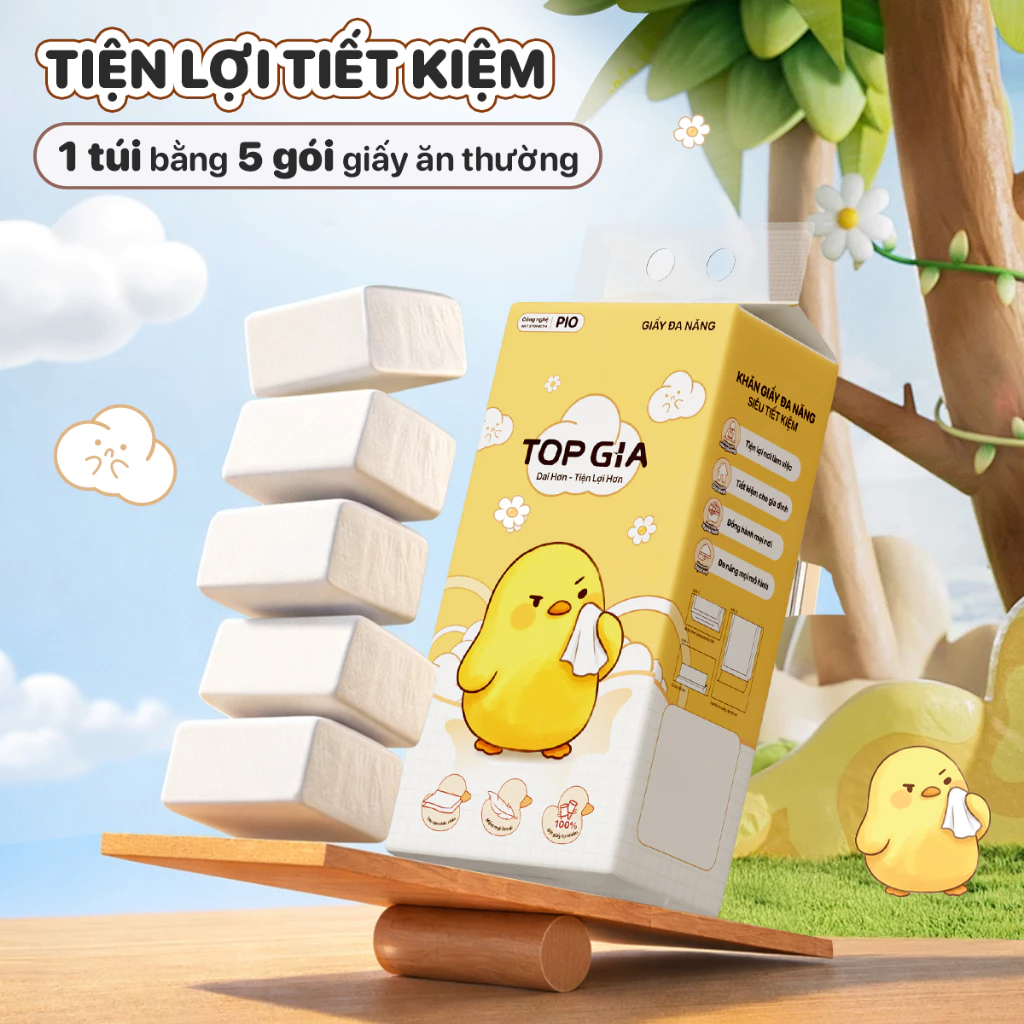 [SIÊU TIẾT KIỆM] Khăn Giấy Pio TopGia Đa Năng Cao Cấp Thùng 10 5 4 Bịch,Siêu Dai Mềm Mịn 200 Lần Rút ảnh 3