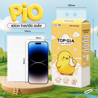 Thùng 4 Bịch Khăn Giấy Pio TopGia 200 Lần Rút Cao Cấp Chắc Chắn Siêu Dai Mềm Mịn