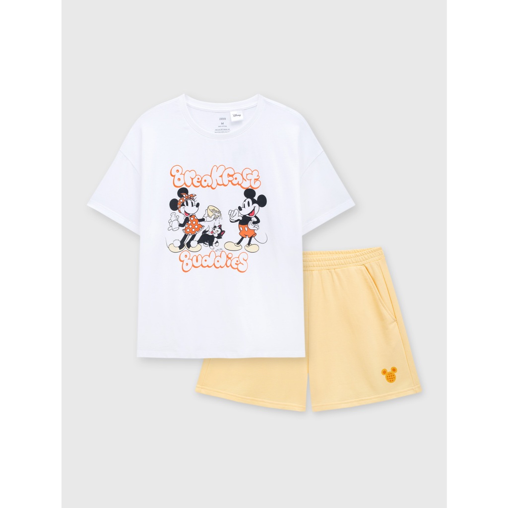 Bộ quần áo nữ CANIFA áo thun cộc tay in họa tiết quần short dày dặn 6LS26S002