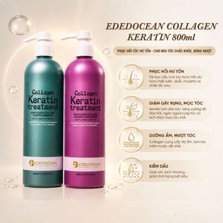 Cặp Dầu Gội Xả Ededocean Collagen Keratin 800ml CB0346 - Phục Hồi Tóc Hư Tổn & Ngăn Rụng Tóc