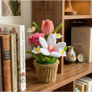 Chậu Hoa Kẽm Nhung Handmade Mixtape Floral - Decor Bàn Học Xinh Xắn