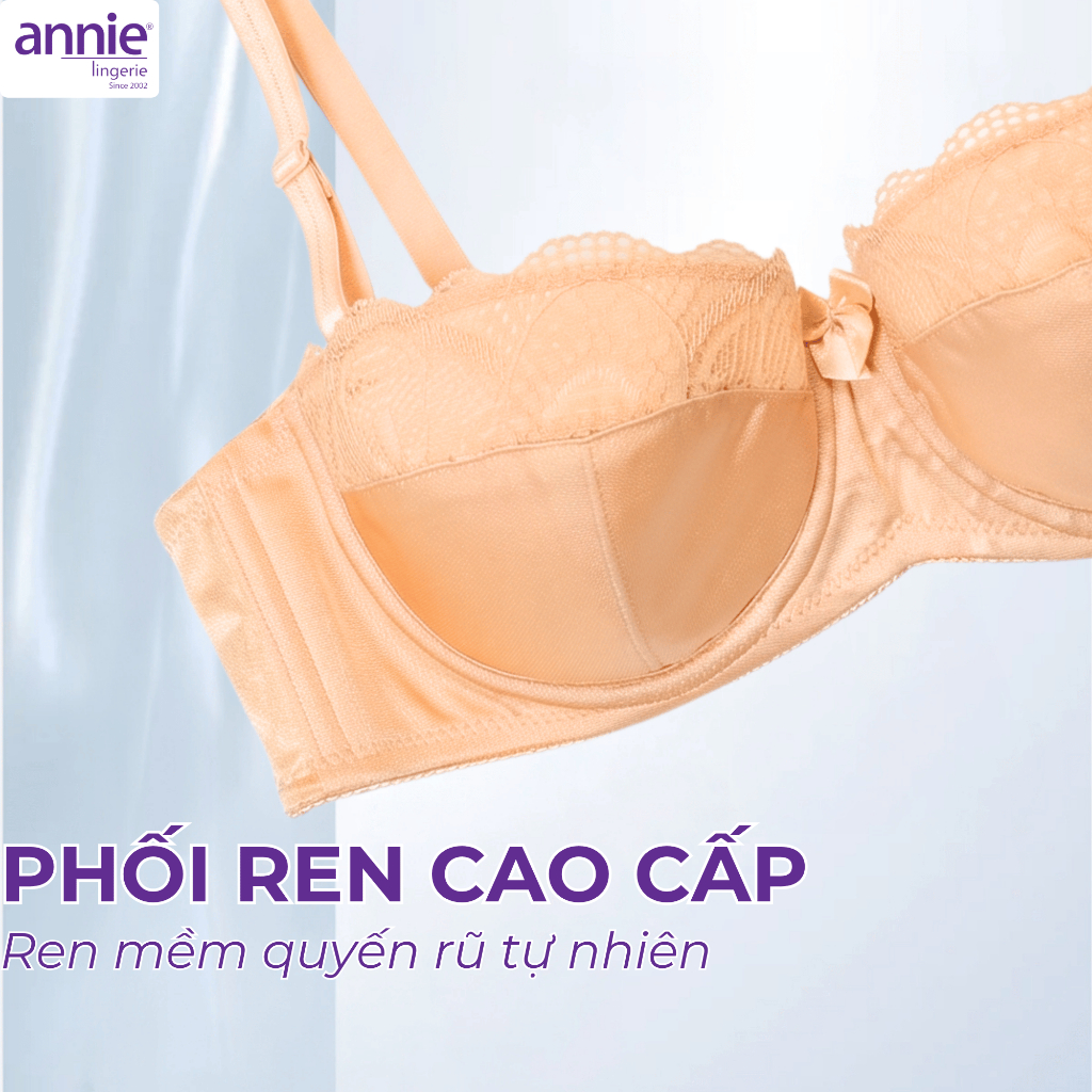 Áo Ngực Nữ Phối Ren Mịn Cao Cấp annie BRA8150 Quyến Rũ, Áo Lót Có Gọng Nâng Đẩy Tạo Khe Tròn Chống Há Quả
