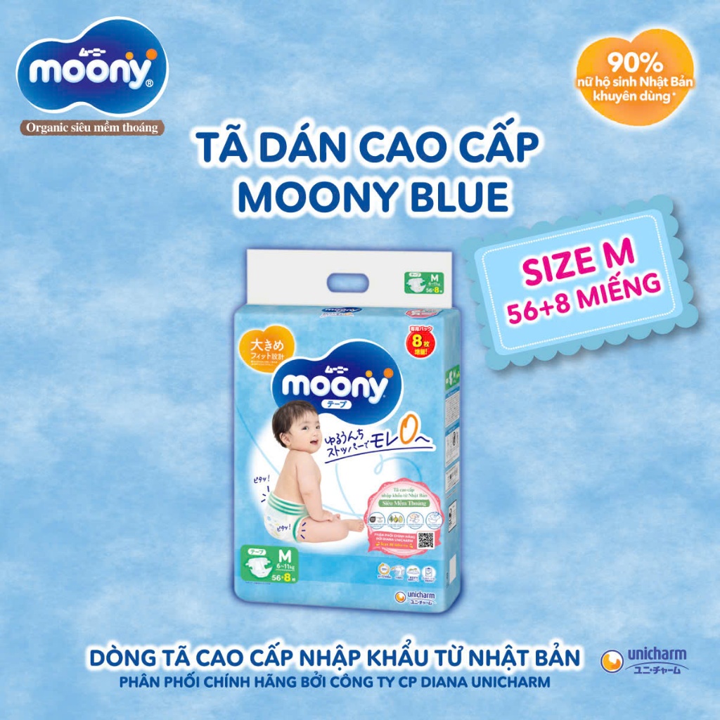 [DEAL T7] TÃ QUẦN / TÃ DÁN MOONY BLUE - TIÊU CHUẨN NỘI ĐỊA NHẬT BẢN (ĐỦ SIZE)