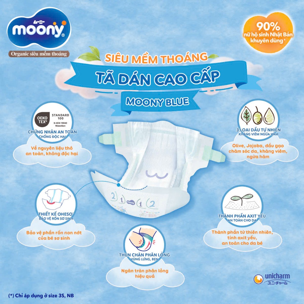 [DEAL T7] TÃ QUẦN / TÃ DÁN MOONY BLUE - TIÊU CHUẨN NỘI ĐỊA NHẬT BẢN (ĐỦ SIZE)