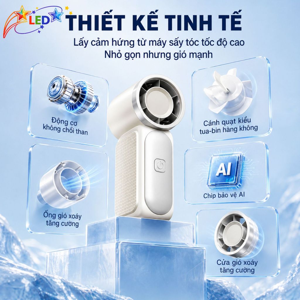 S1 Quạt Mini X688 Siêu Mát 199 Cấp Gió-Nhỏ Gọn Bỏ Túi,Sạc USB,Có Đèn LED,Nhỏ Gọn Tiện Lợi