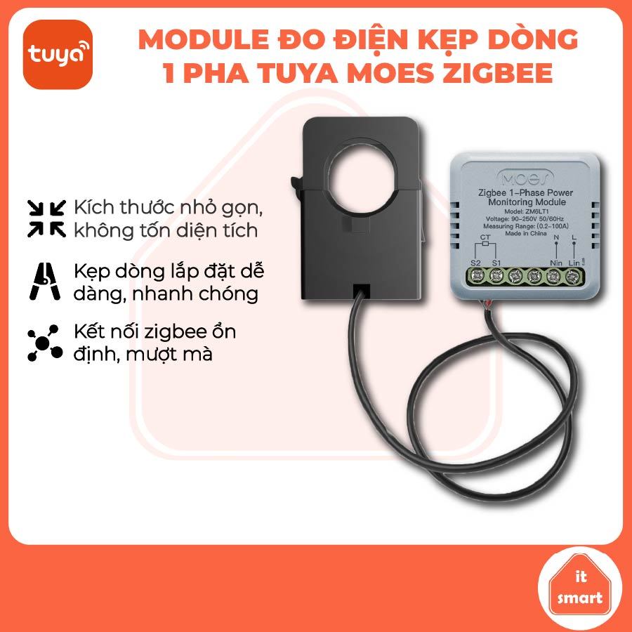 Module đo điện MOES Tuya Zigbee kẹp dòng