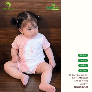 Bộ Body Cộc Voi Con Anminaza Vải Sợi Tre Cao Cấp Dành Cho Bé Từ 3-10kg AMI0141