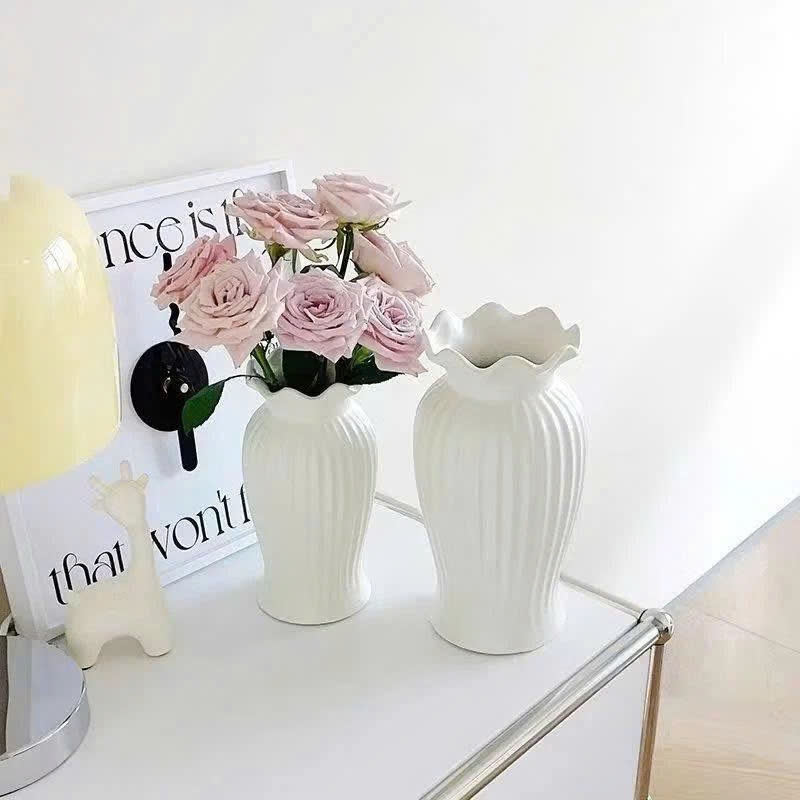 Lọ hoa nhựa dáng Origami giả gốm nhiều mẫu decor bàn làm việc, văn phòng