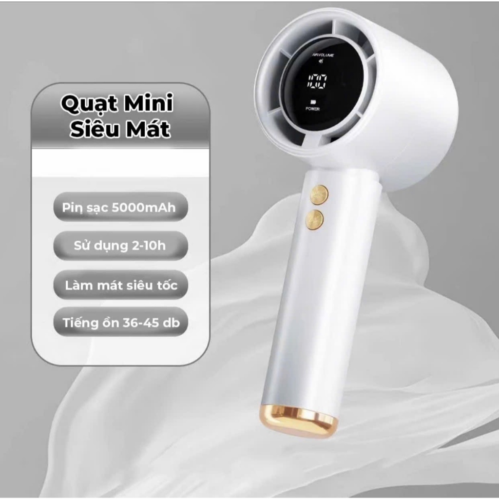 Quạt Cầm Tay MiNi N68 Pin Trâu 5000 Mah,Siêu Mát 100 Cấp Độ Gió,Có Màn Hình LED,Nhỏ Gọn Bền Đẹp