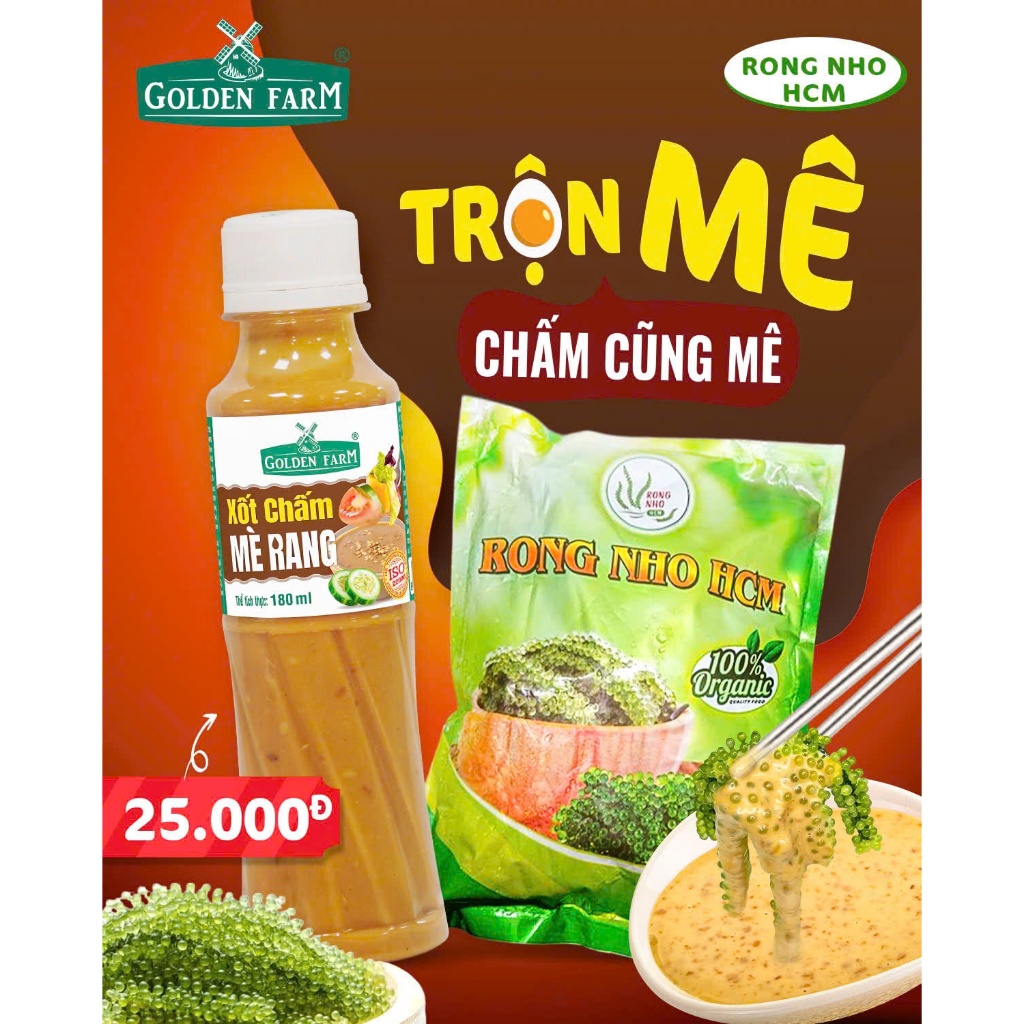 CHAI SỐT MÈ RANG GOLDEN FARM 180ml tiện lợi, châm, trộn salad