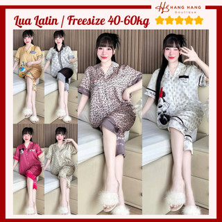Đồ ngủ nữ 40-60kg, pijama lửng ngắn cộc tay lụa latin mịn mát 60LC01, đồ bộ nữ đồ mặc nhà dễ thương sang chảnh