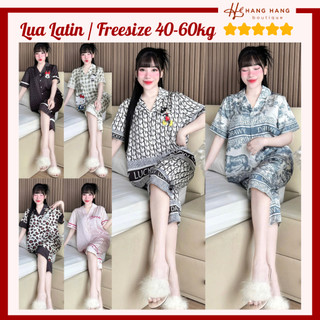 Đồ ngủ nữ 40-60kg, pijama lửng ngắn cộc tay lụa latin mịn mát 60LC01, đồ bộ nữ đồ mặc nhà dễ thương sang chảnh