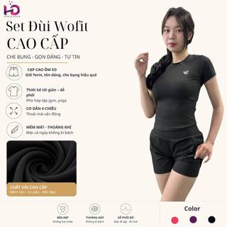 SET WOFIT - Bộ Đồ Tập Quần Đùi 2 Lớp Tập Gym, Yoga, Pickleball Chạy Bộ, Co Giãn, Thoáng Mát