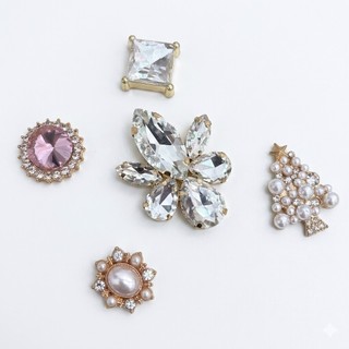 Set jibbitz charm kim loại hạt đá lắp lánh cao cấp, phụ kiện trang trí giày dép