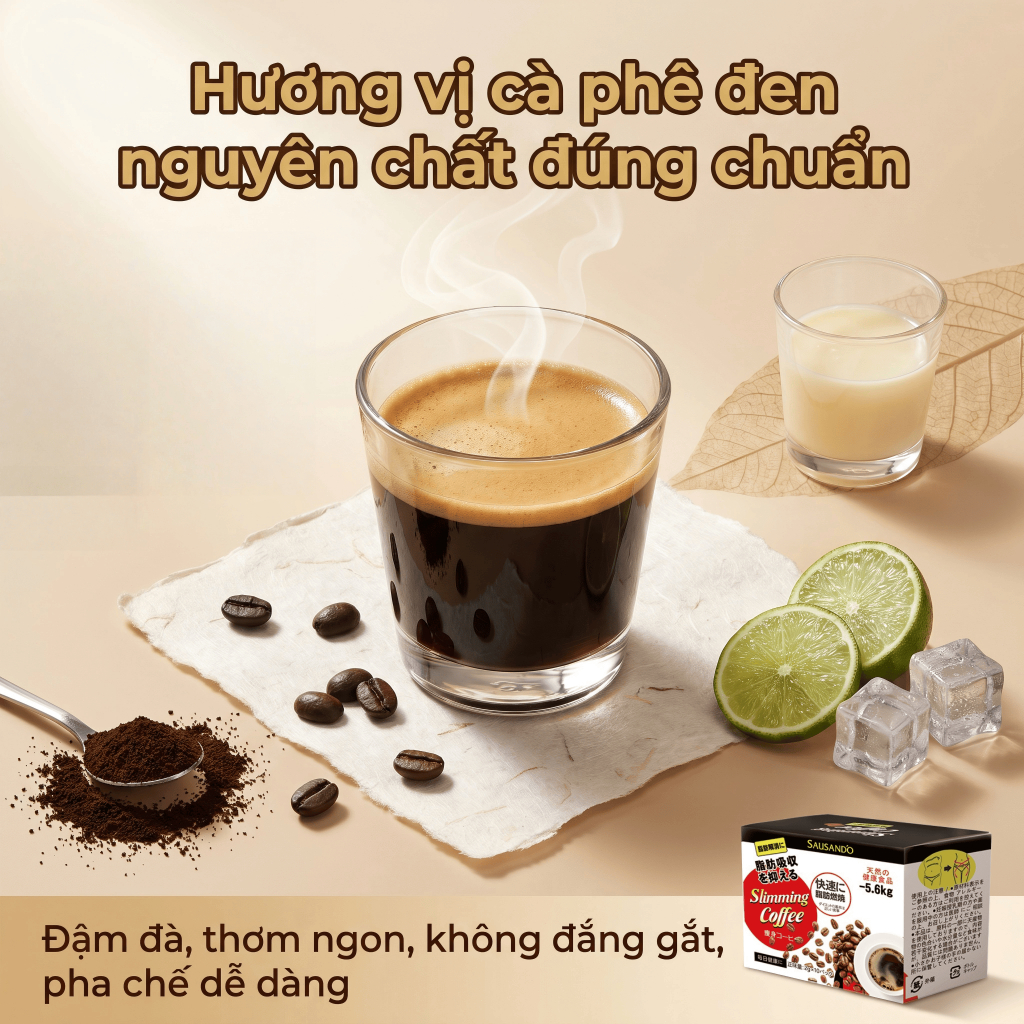 SAUSANDO Cà phê giảm cân Nhật Bản chính hãng, hỗ trợ giảm mỡ, kiềm chế thèm ăn, tăng trao đổi chất, 10 gói/hộp