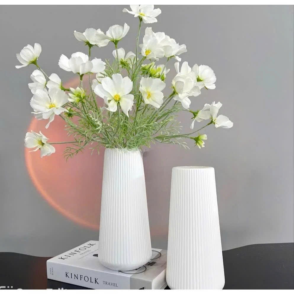 Lọ hoa nhựa dáng Origami giả gốm nhiều mẫu decor bàn làm việc, văn phòng