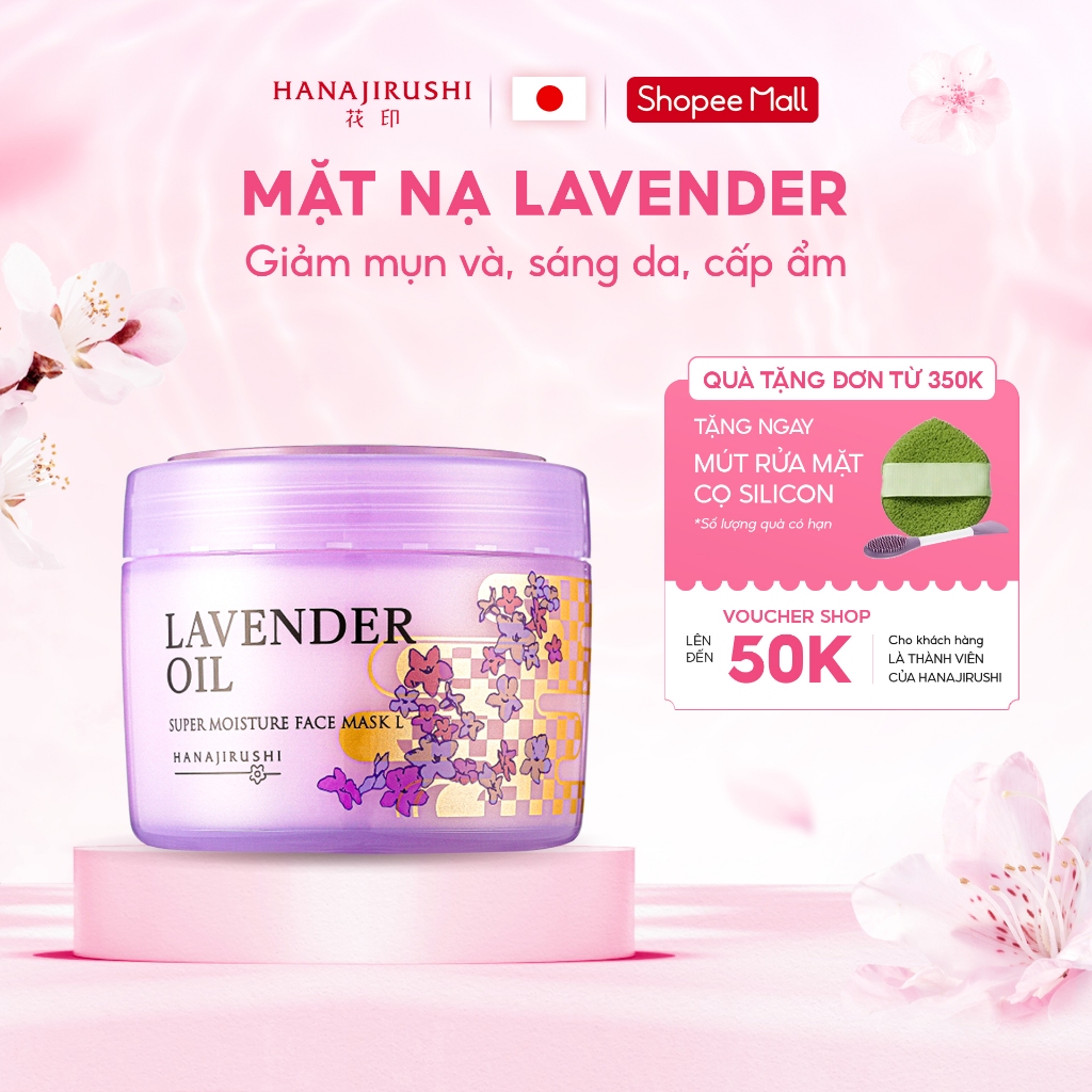 Mặt nạ dưỡng da căng bóng thảo dược và hoa oải hương HANAJIRUSHI SUPER MOISTURE FACE MASK L 220g
