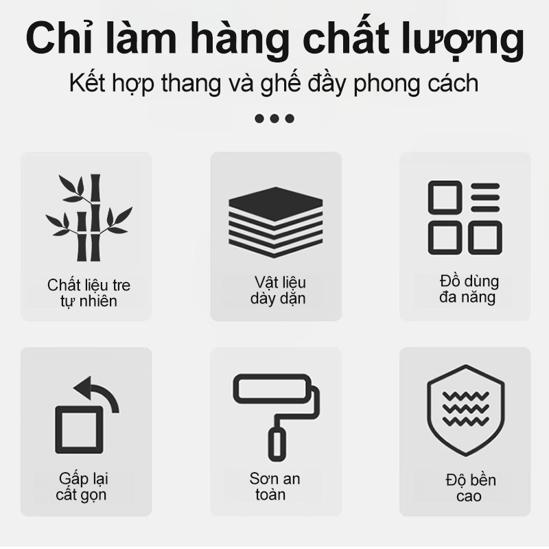 Ghế Thang 4 Tầng Gỗ Tre Cao Cấp  Ghế Đa Năng2Trong1 Chống Trượt Góc Bo Tròn Chốt An Toàn Ship Nhanh