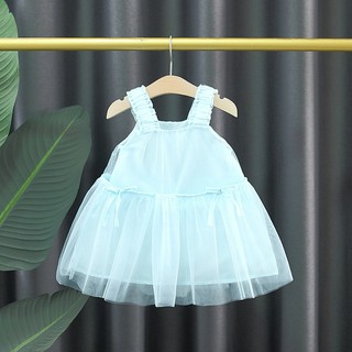 Váy công chúa bé gái 9th-4 tuổi kiểu dáng hai dây nơ vải voan mềm nhẹ nhàng D1303 Bí Ngô Nhỏ