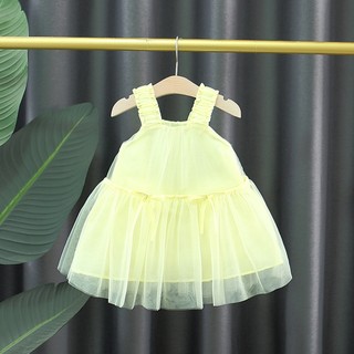 Váy công chúa bé gái 9th-4 tuổi kiểu dáng hai dây nơ vải voan mềm nhẹ nhàng D1303 Bí Ngô Nhỏ