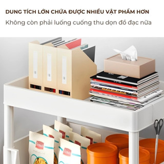 AMZO_KỆ/ KHAY ĐỂ ĐỒ 4 TẦNG ĐA NĂNG TRẮNG CÓ BÁNH XE ĐẨY – PHÙ HỢP NHIỀU KHÔNG GIAN