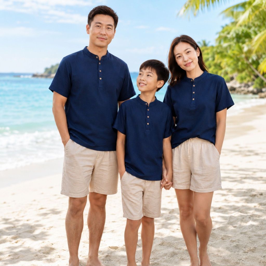 AÓ CỔ TÀU Đủ Size Cho Cả Gia Đình, Chất Đũi Mềm Mịn Mát, Dày Dặn Đứng Form, 3 Màu Nhã Nhặn, Size từ 17-75kg