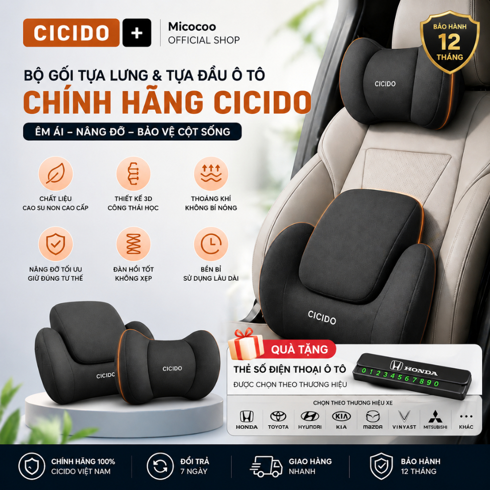 Gối Tựa Cổ và Tựa Lưng Cicido Cao Cấp cao su non Siêu Đàn Hồi-Gối Tựa ...