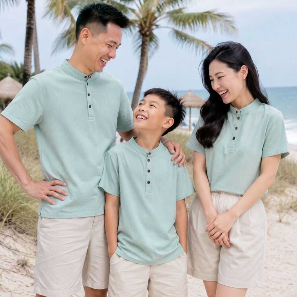 AÓ CỔ TÀU Đủ Size Cho Cả Gia Đình, Chất Đũi Mềm Mịn Mát, Dày Dặn Đứng Form, 3 Màu Nhã Nhặn, Size từ 17-75kg