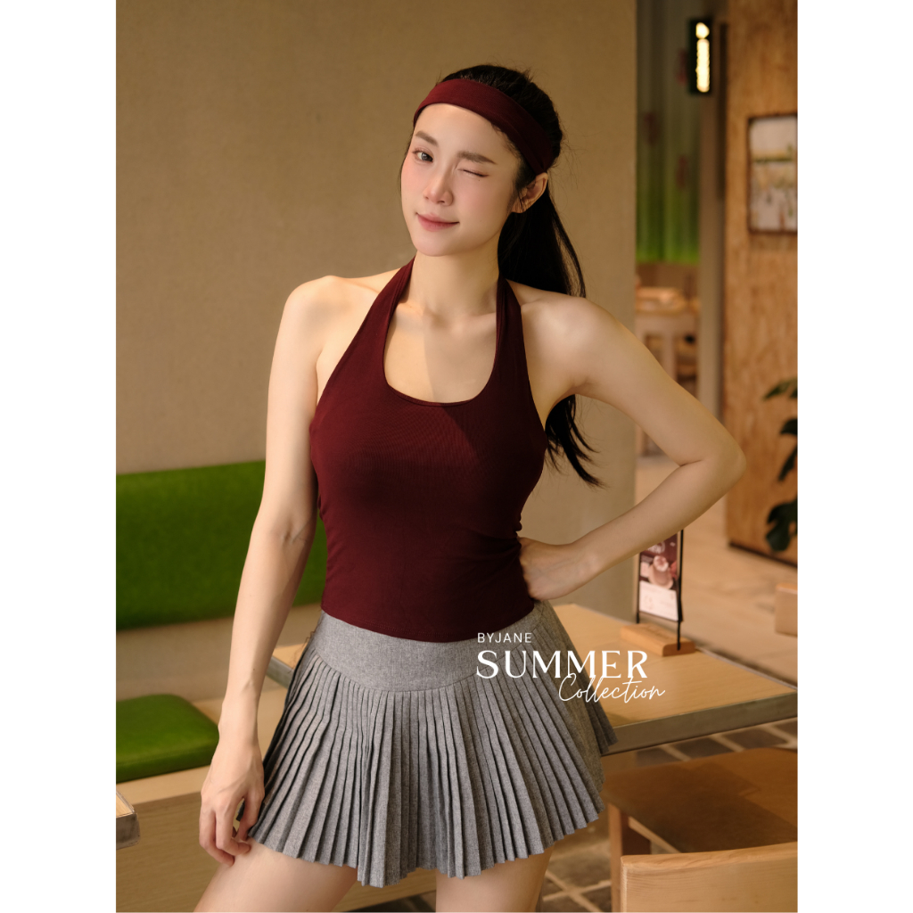 (TẶNG BĂNG ĐÔ)(Từ 39-62kg) Áo cổ Yếm Ôm Body Quyến Rũ Năng Động Nhiều màu -BYJANE-111