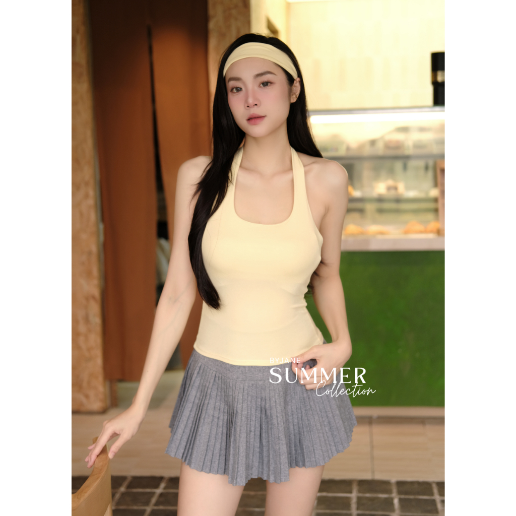 (TẶNG BĂNG ĐÔ)(Từ 39-62kg) Áo cổ Yếm Ôm Body Quyến Rũ Năng Động Nhiều màu -BYJANE-111